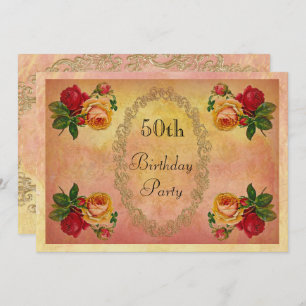 Invitation Chic Rose Vintage 50e anniversaire