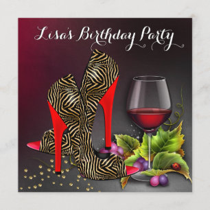 Invitation Chic Rouge Haut talons Rouge Vin Anniversaire