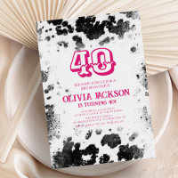 Chic Rustic Cow Imprimer Hot rose 40e fête d'anniv