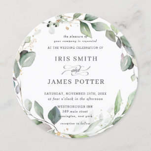 Invitation Chic Rustic Greenery Foliage Leafy Mariage de cour