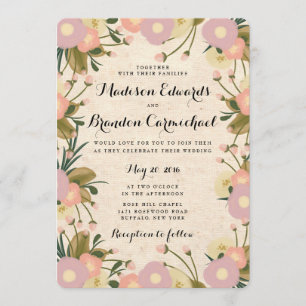 Invitation Chic Rustique Aquarelle Mariage de toile Floral