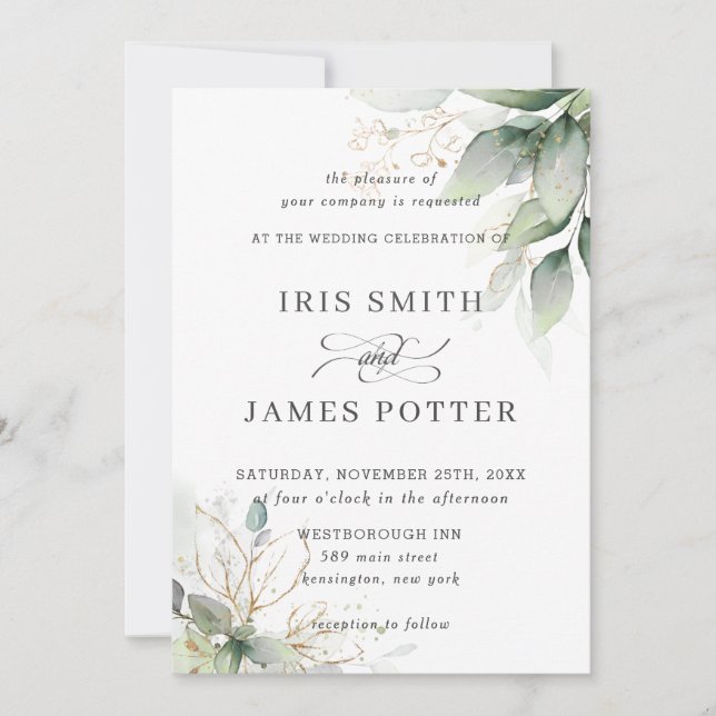 Invitation Chic Rustique Mariage de feuillage feuillus (Devant)