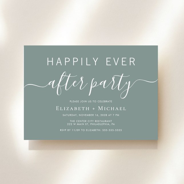 Invitation Chic Sage Green Mariage après la fête (An chic Happily Ever After Party invitation for your wedding celebration)