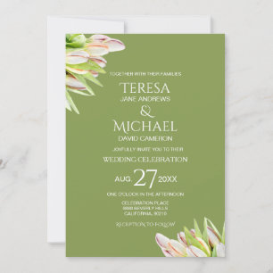 Invitation Chic Sage Green Tulip Floral Moderne