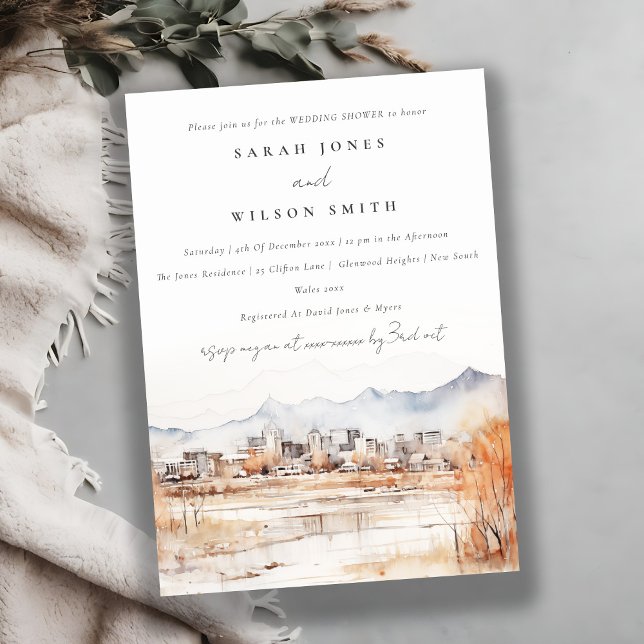 Invitation Chic Salt Lake City Utah Watercolor Wedding shower (Créateur téléchargé)