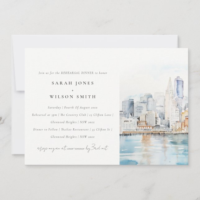 Invitation Chic San Francisco Landscape Rehearsal Dinner (Devant)