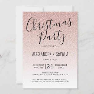 Invitation Chic Script Parties scintillant rose Ombre Noël Pa