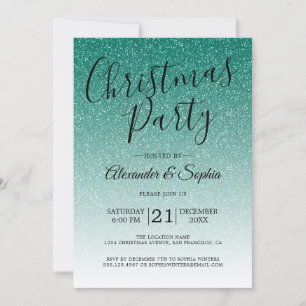 Invitation Chic Script Parties scintillant verte Ombre fête d