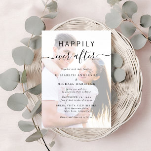 Invitation Chic Script Photo Overlay Cream Mariage