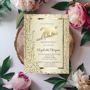 Invitation Chic Sequins Robe Or 70e anniversaire