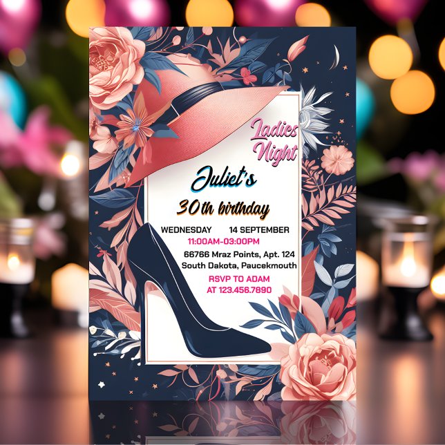 Invitation Chic Shoe Stylish Adult Ladies Night 30e anniversa (Créateur téléchargé)
