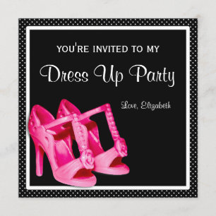 Invitation Chic Shots Girly Rose and Black Dress Up Party
