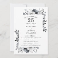 Chic Silver Floral 25e anniversaire Mariage