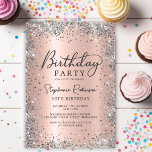 Invitation Chic Silver Parties scintillant Rose Gold Metal 50<br><div class="desc">Célébrez avec élégance cette Rose Gold Metal et Silver Parties scintillant Invitation 50e Anniversaire. Un cadre de parties scintillant argenté brillant et un arrière - plan de feuille métallique rose faux brush en or rendent ce design vraiment étonnant, tandis que la calligraphie chic ajoute une touche féminine. Parfait pour les...</div>