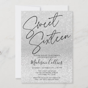 Invitation Chic Silver Parties scintillant Sweet 16