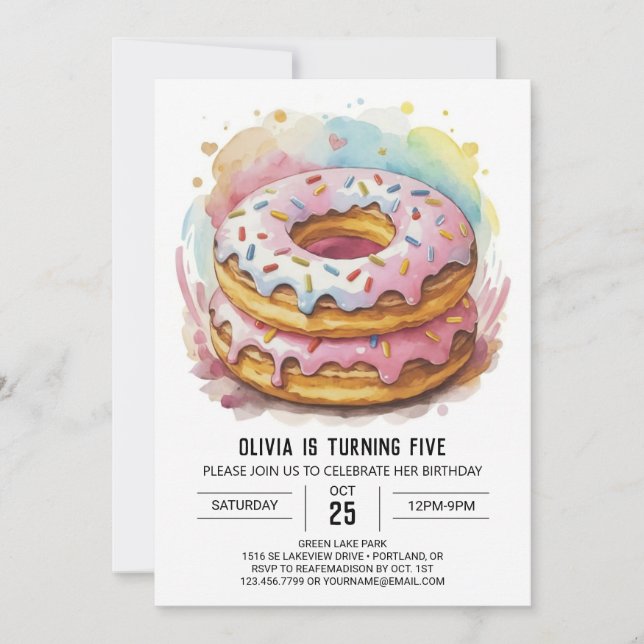Invitation Chic Simple Donuts Anniversaire (Devant)