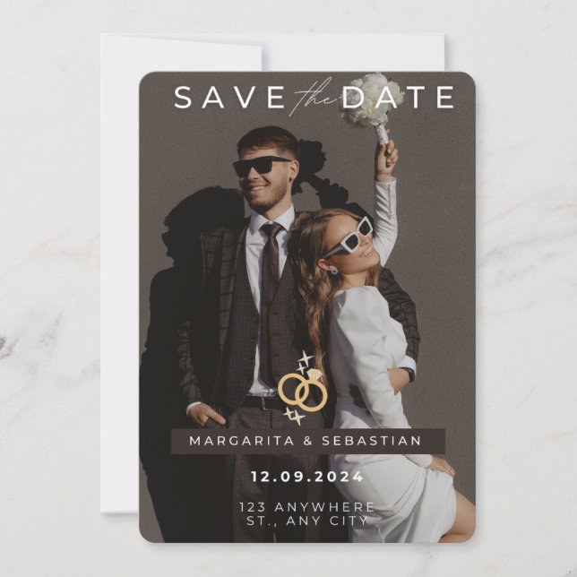 Invitation Chic & Simple Enregistrez la Date (Devant)