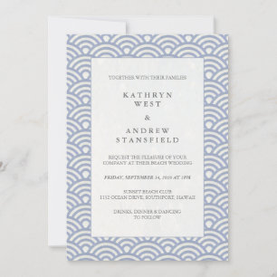 Invitation Chic Simple Japonais Seigaiha Waves Beach Wedding