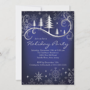 Invitation Chic Snowflakes Noël Arbres Fête Fête