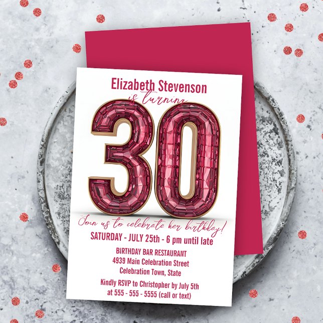 Invitation Chic Sparkling Crystal Pink and Gold 30e anniversa (Créateur téléchargé)