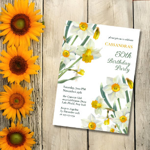 Invitation Chic Spring Jaune Daffodile Botanique Anniversaire