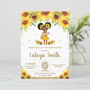 Invitation Chic Sunflower Africain Américaine Baby shower fil