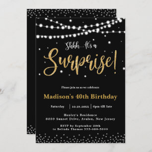 Invitation Chic Surprise fête d'anniversaire n'importe quel â