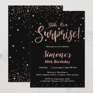 Invitation Chic Surprise N'IMPORTE QUEL ÂGE Anniversaire Rose