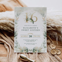 Chic Sweet 16 Botanical Greenery Or Anniversaire