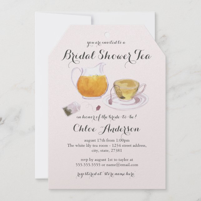 Invitation Chic Teacup Fête des mariées Tea Party (Devant)