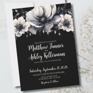 Invitation Chic tendance moderne noir Mariage Floral