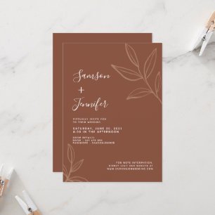 Invitation Chic Terracotta avec Mariage virtuel Boho Feuille