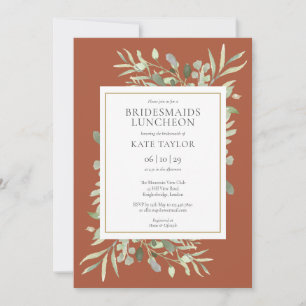 Invitation Chic Terracotta Gold Green Bridesmaids Déjeuner