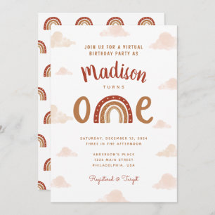 Invitation Chic Terracotta Rainbow Premier Anniversaire