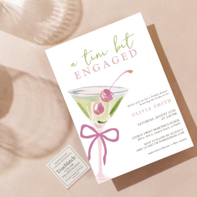 Invitation Chic Tini Bit Engagé Martini Fête des mariées (Créateur téléchargé)