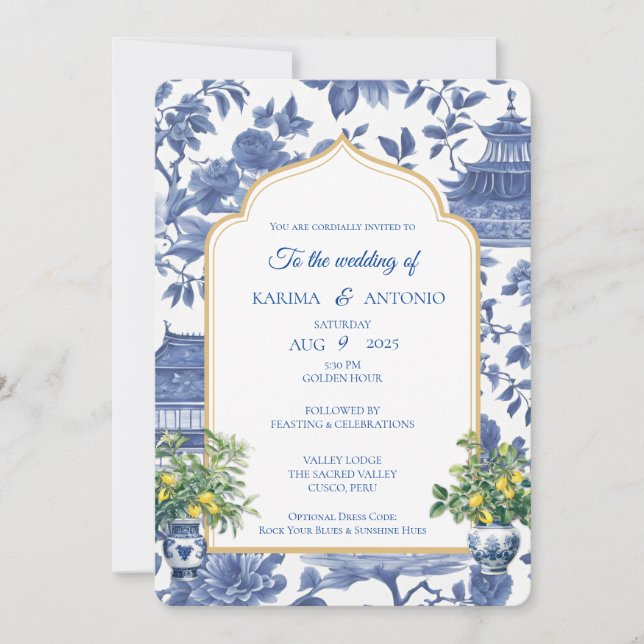 Invitation Chic-tique Infusion de Limoncello de style Chinois (Devant)