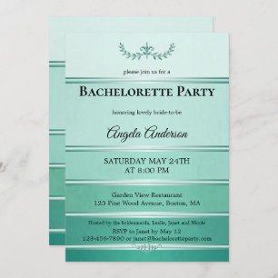 Invitation Chic ton vert sur ton rayé Bachelorette