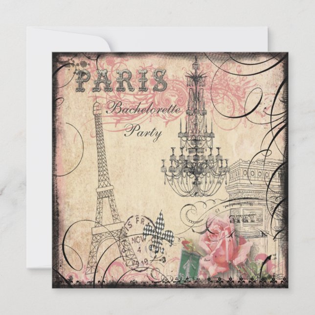 Invitation Chic Tour Eiffel & Bachelorette Party (Devant)