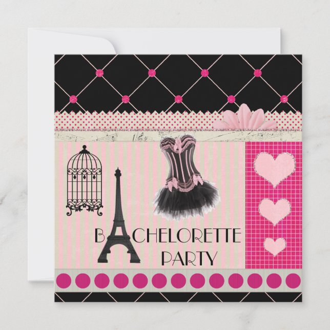 Invitation Chic Tour Eiffel Pink Paris Bachelorette (Devant)