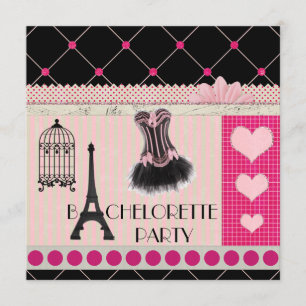 Invitation Chic Tour Eiffel Pink Paris Bachelorette