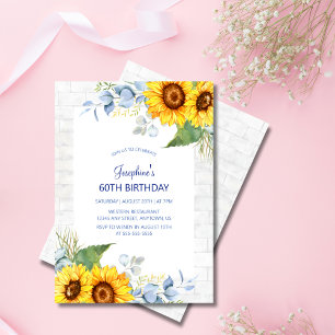Invitation Chic Tournesol blanc brique grise Floral Anniversa