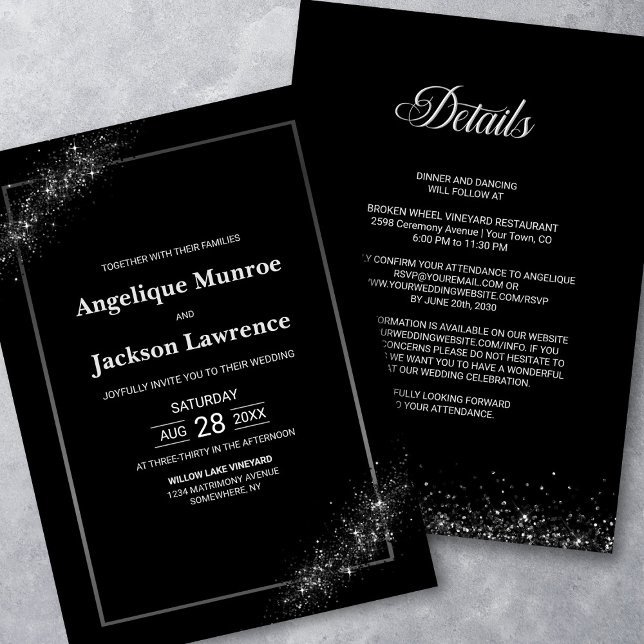 Invitation Chic tout en un Mariage de Parties scintillant noi (Créateur téléchargé)