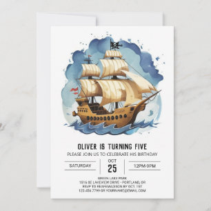Invitation Chic Treasure Map Enfants Pirate Anniversaire