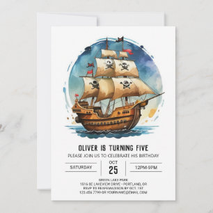 Invitation Chic Treasure Map Jolly roger Pirate Anniversaire