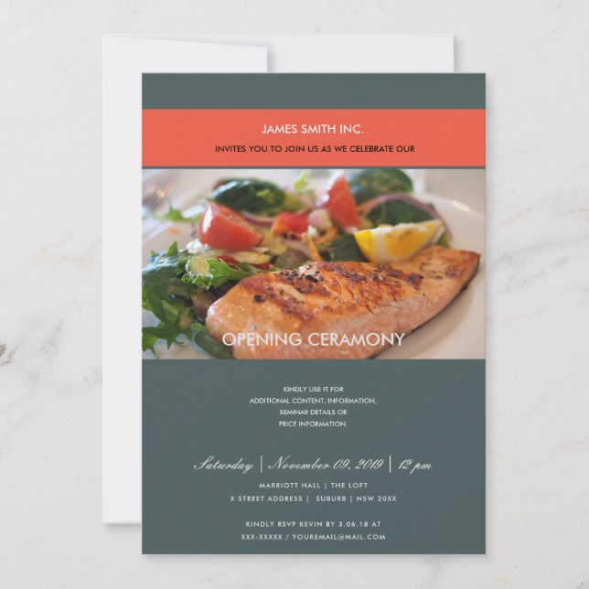 INVITATION CHIC TRENDY PHOTO GRAY ROUGE GRAND OUVERTURE CÉRÉM (Devant)