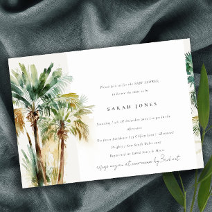 Invitation Chic Tropical Aquarelle Palm Trees Baby shower