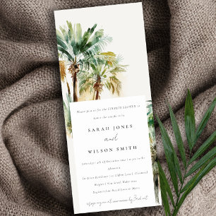Invitation Chic Tropical Aquarelle Palm Trees Couples Douche