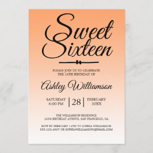 Invitation Chic Tropical Orange Ombre Sweet 16 16e anniversai
