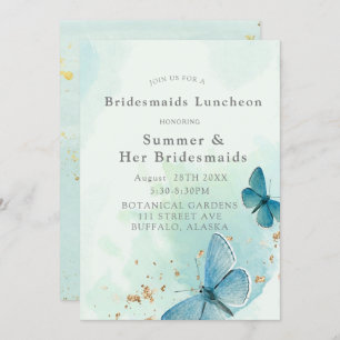 Invitation Chic Turquoise Blue Butterflies Bridesmaigre Déjeu