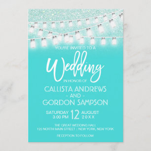 Invitation Chic Turquoise Mason Jar String Mariage Parties sc